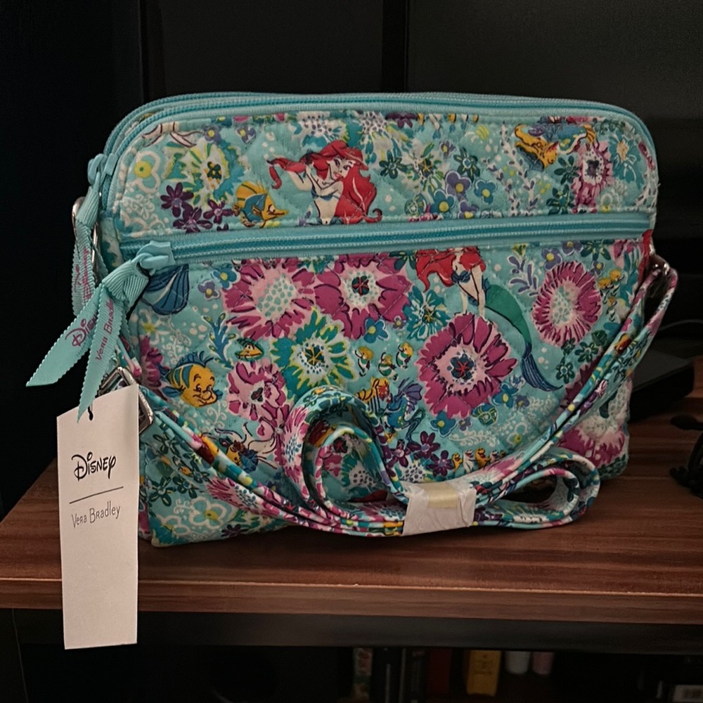 Vera Bradley Blue Floral Crossbody Bag with Quilted Design